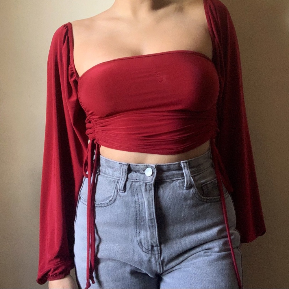 red tie Bardot top 🌹